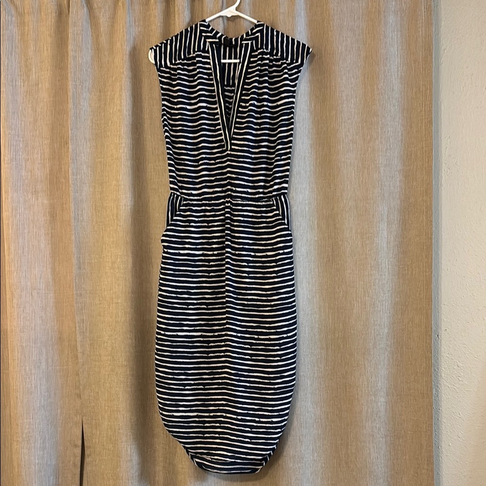 Banana Republic Striped Navy and White Sleeveless Dress, Size 00P